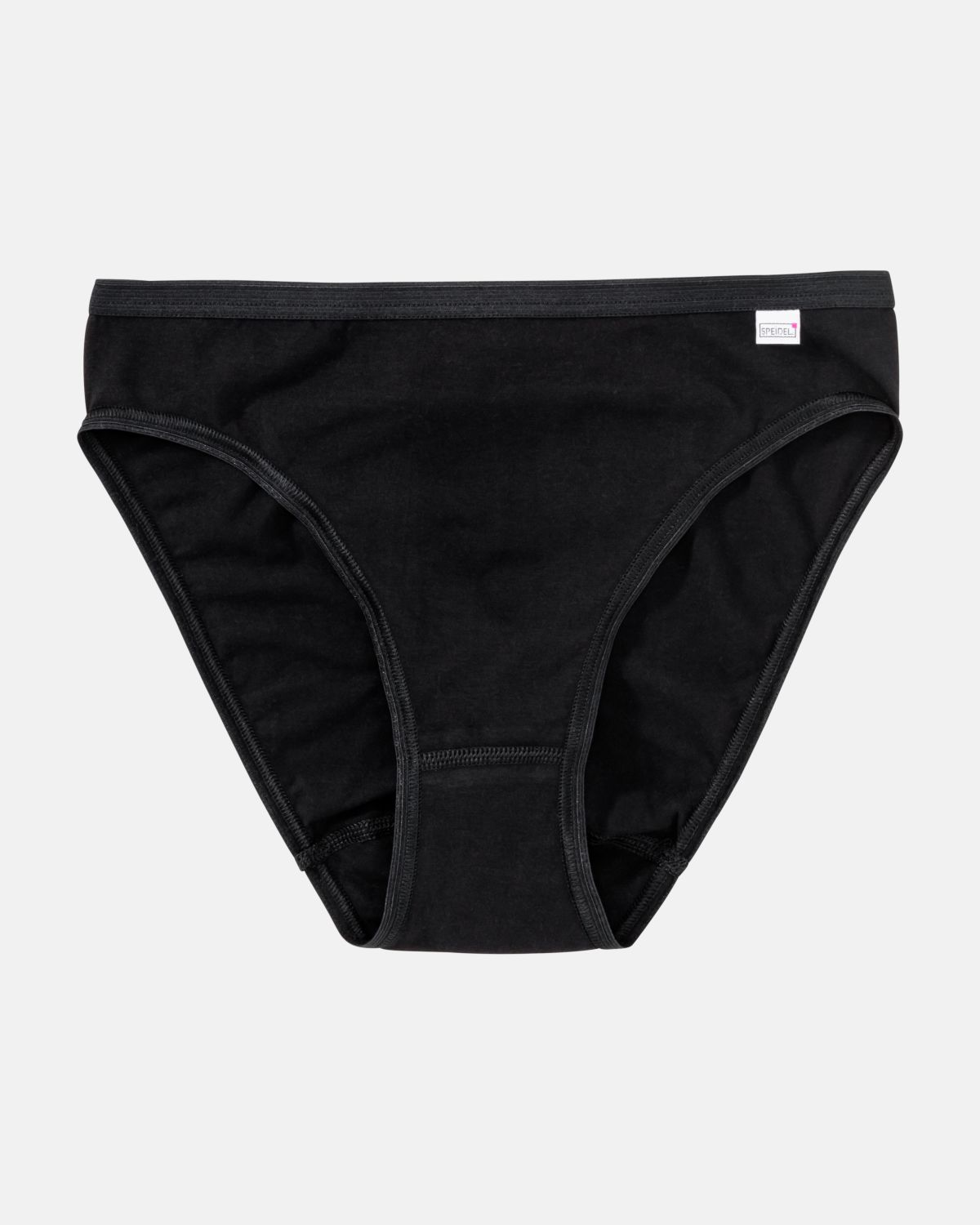 Jazzpant in schwarz aus der Serie Britta, flach auf einer Oberfläche liegend.