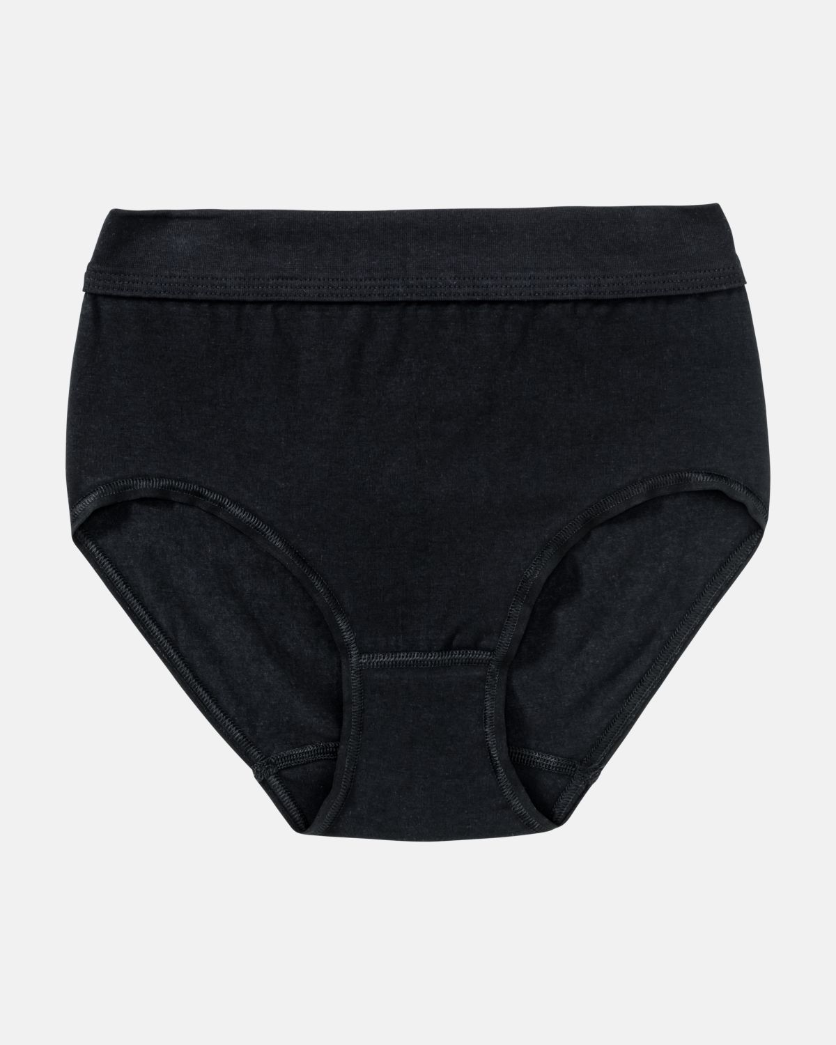 Maxislip in schwarz aus der Serie Bio Cotton plus, flach auf einer Oberfläche liegend.