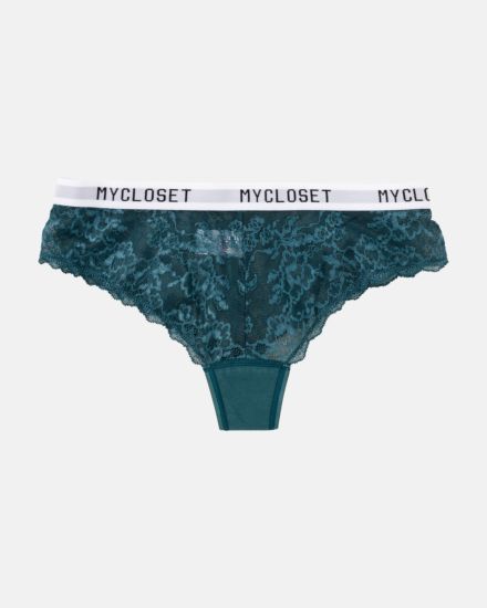 Brazilstring in cord aus der Serie Logo Lover, flach auf einer Oberfläche liegend.