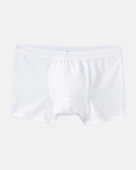 Herren Short in weiß aus der Serie Classic, flach auf einer Oberfläche liegend.