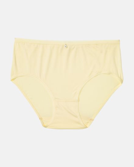 Midislip in zitrone aus der Serie Sensuelle, flach auf einer Oberfläche liegend.