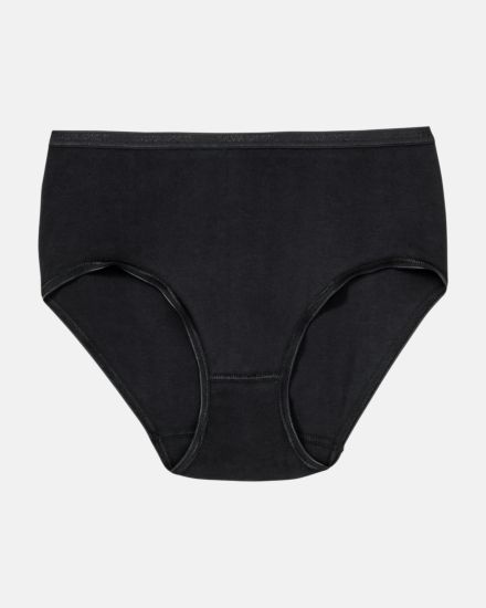 Maxislip in schwarz aus der Serie Silke, flach auf einer Oberfläche liegend.