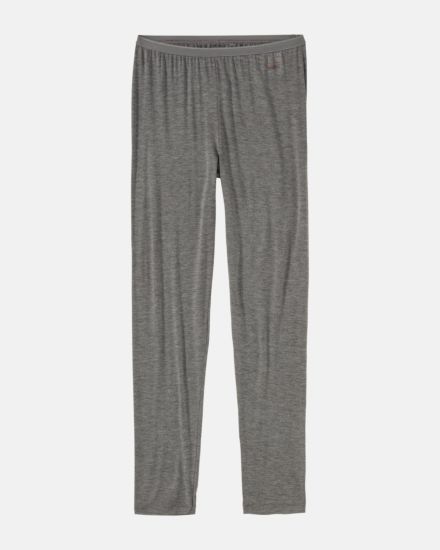 Lange Hose in grau mélé aus der Serie Swenja, flach auf einer Oberfläche liegend.