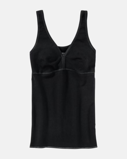 BH Hemd gemoldet in schwarz aus der Serie Inshape Cotton, flach auf einer Oberfläche liegend.