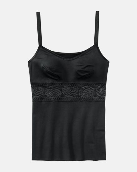 BH Hemd gemoldet in schwarz aus der Serie Inshape, flach auf einer Oberfläche liegend.