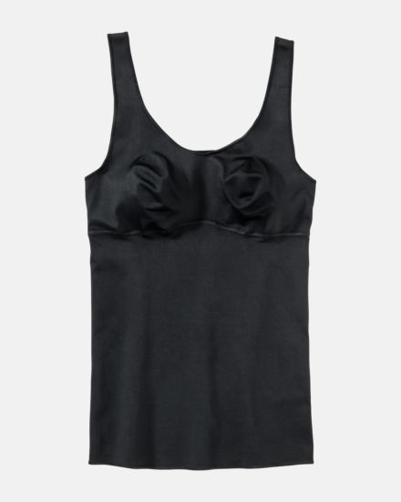 BH Hemd gemoldet in schwarz aus der Serie Inshape, flach auf einer Oberfläche liegend.