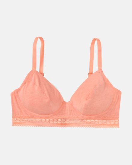 Bügel BH in melone mélé aus der Serie Raphaela, flach auf einer Oberfläche liegend.