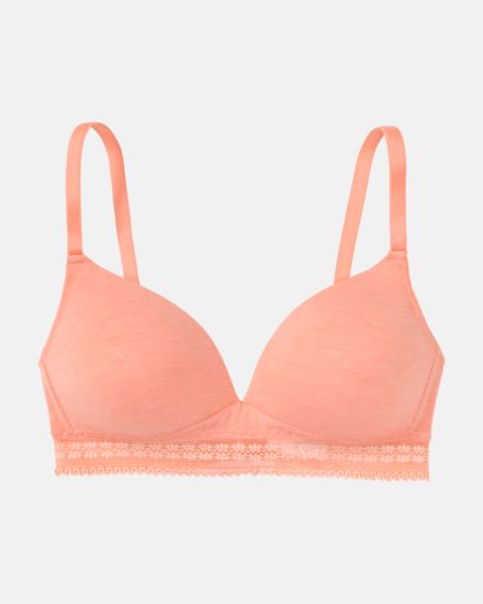 Schalen BH Triangle in melone mélé aus der Serie Raphaela, flach auf einer Oberfläche liegend.