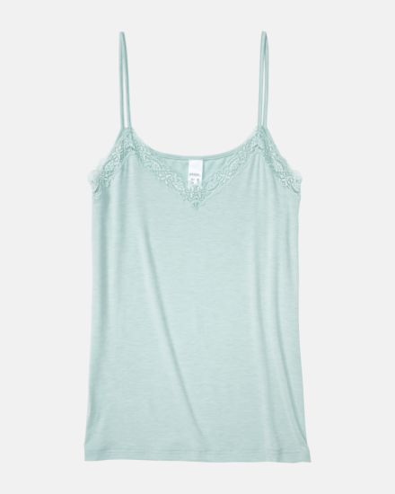 Hemd in minze mélé aus der Serie Rahel, flach auf einer Oberfläche liegend.