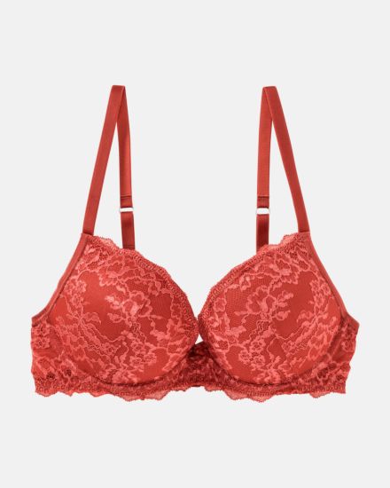 Push up BH mit Bügel in pepper aus der Serie Lacy, flach auf einer Oberfläche liegend.