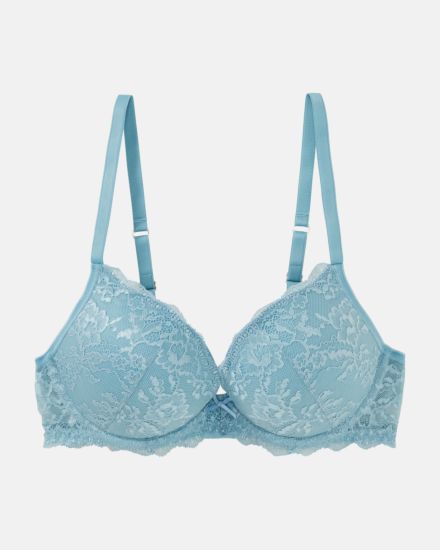 Push up BH mit Bügel in shark aus der Serie Lacy, flach auf einer Oberfläche liegend.