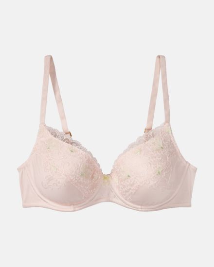 Schalen BH mit Bügel in lychee aus der Serie Rosalie, flach auf einer Oberfläche liegend.