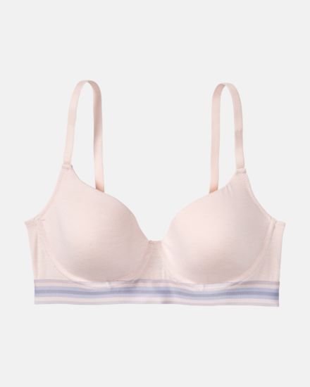 Schalen BH mit Bügel in lychee mélé aus der Serie Ruby, flach auf einer Oberfläche liegend.