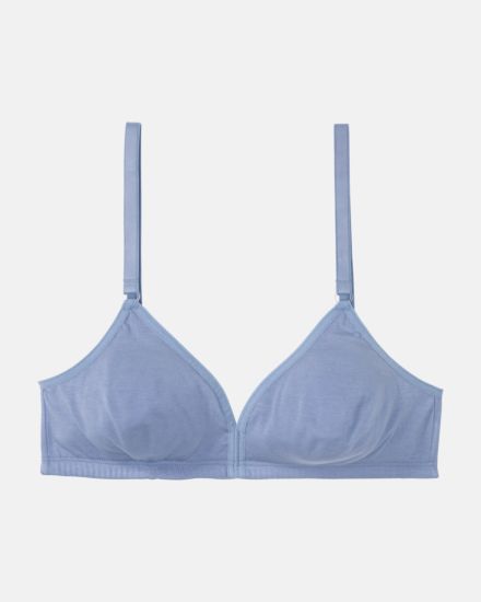 Soft BH gemoldet in blue aus der Serie Softfeeling, flach auf einer Oberfläche liegend.