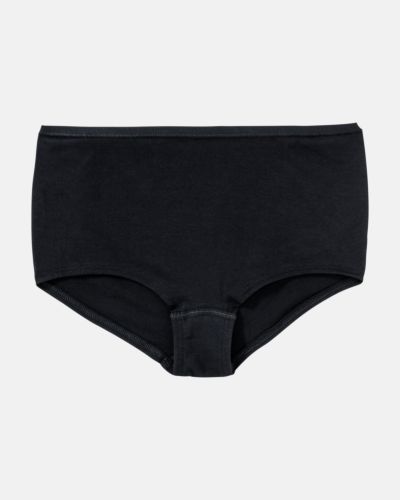 Pant in schwarz aus der Serie Natural Beauty, flach auf einer Oberfläche liegend.