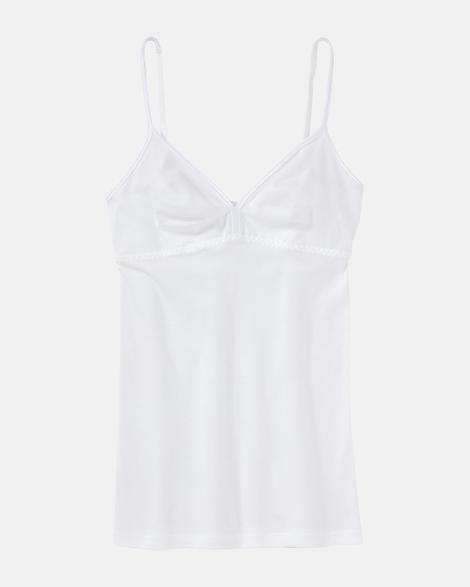 BH Hemd gemoldet in weiß aus der Serie Natascha, flach auf einer Oberfläche liegend.