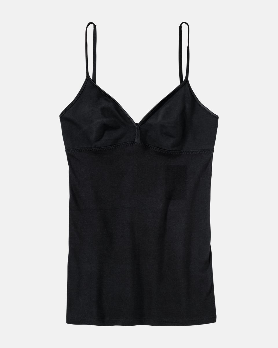 BH Hemd gemoldet in schwarz aus der Serie Natascha, flach auf einer Oberfläche liegend.