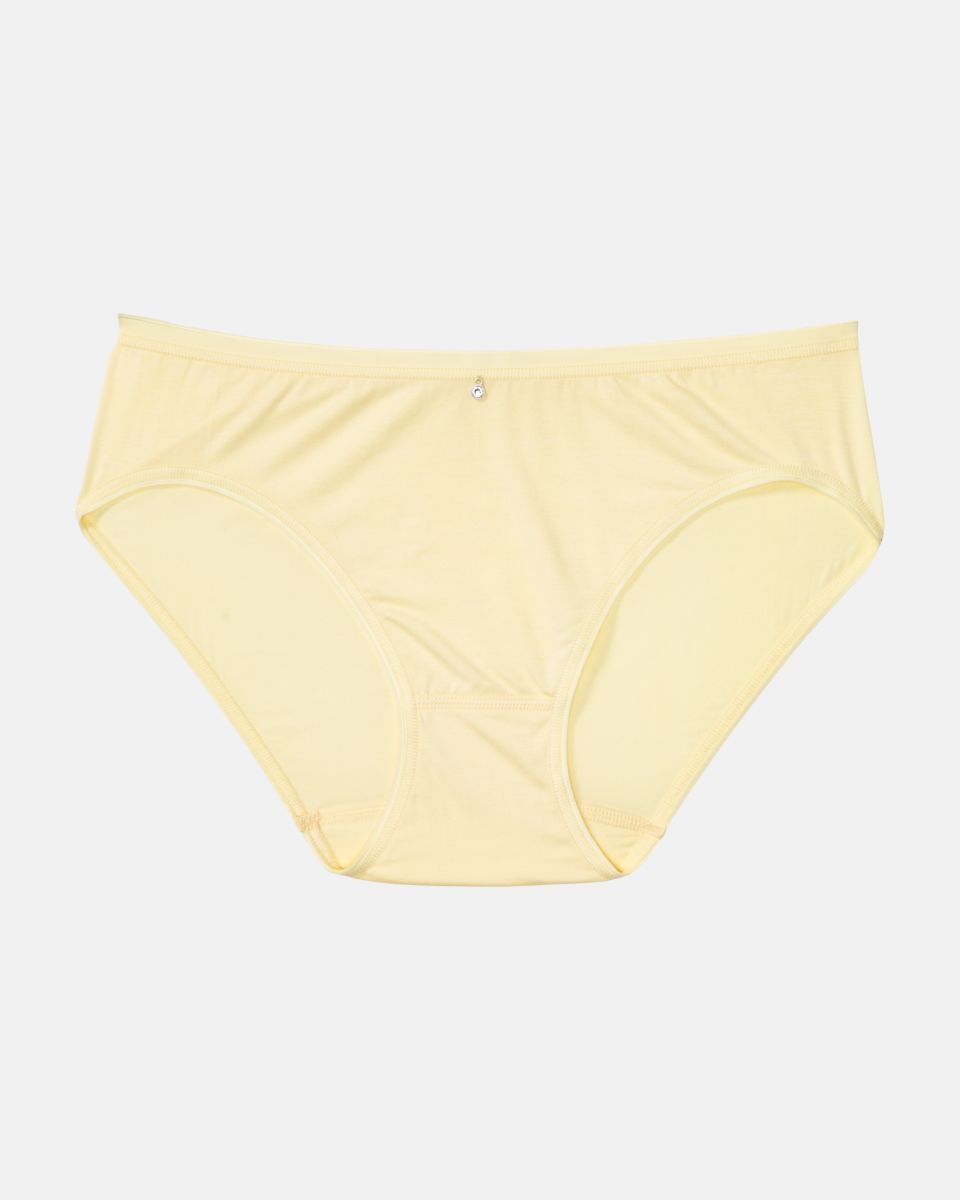 Minislip in zitrone aus der Serie Sensuelle, flach auf einer Oberfläche liegend.