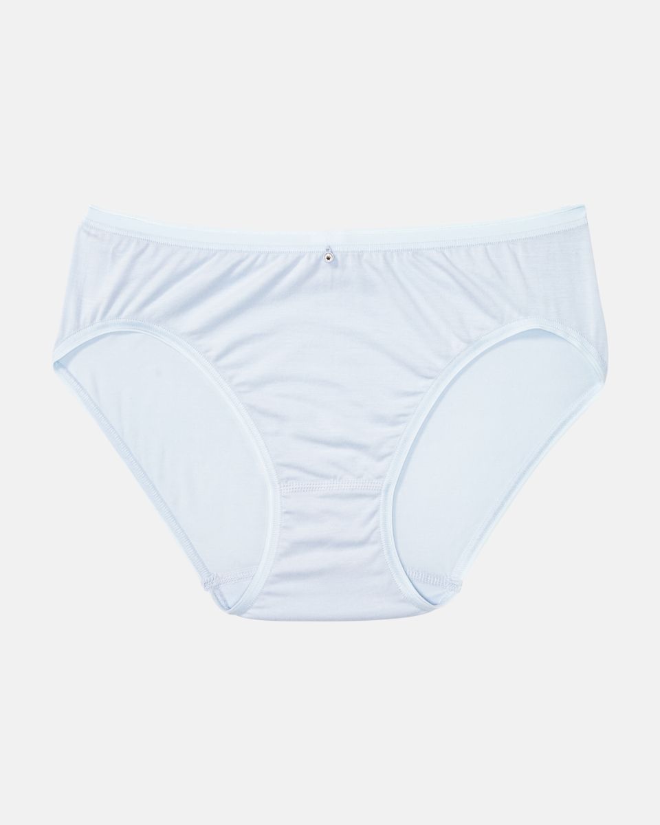 Minislip in aquamarin aus der Serie Sensuelle, flach auf einer Oberfläche liegend.