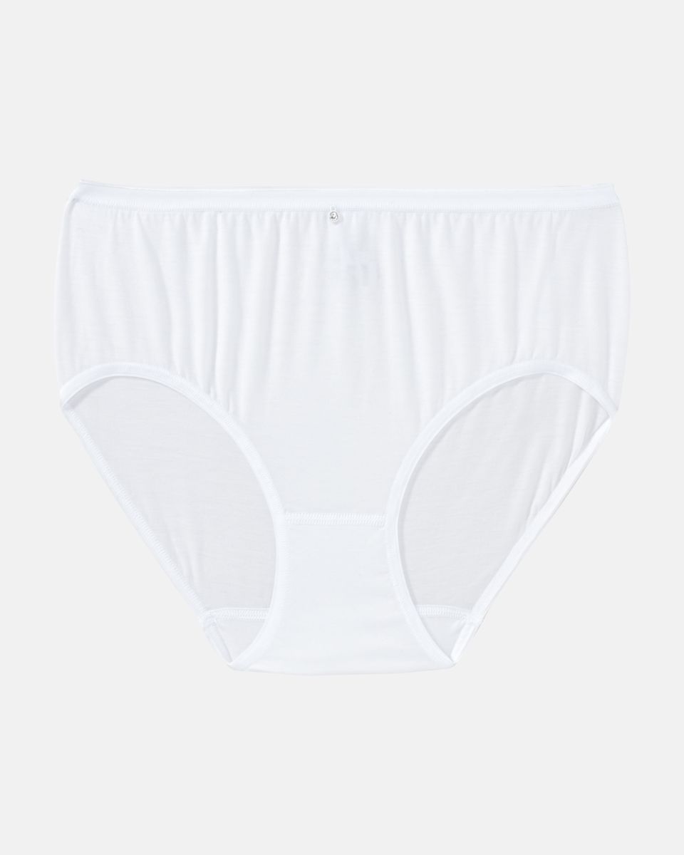 Midislip in weiß aus der Serie Sensuelle, flach auf einer Oberfläche liegend.