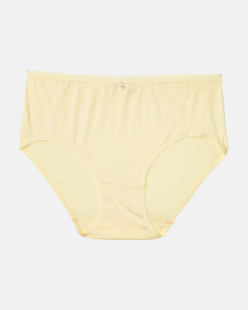 Midislip in zitrone aus der Serie Sensuelle, flach auf einer Oberfläche liegend.