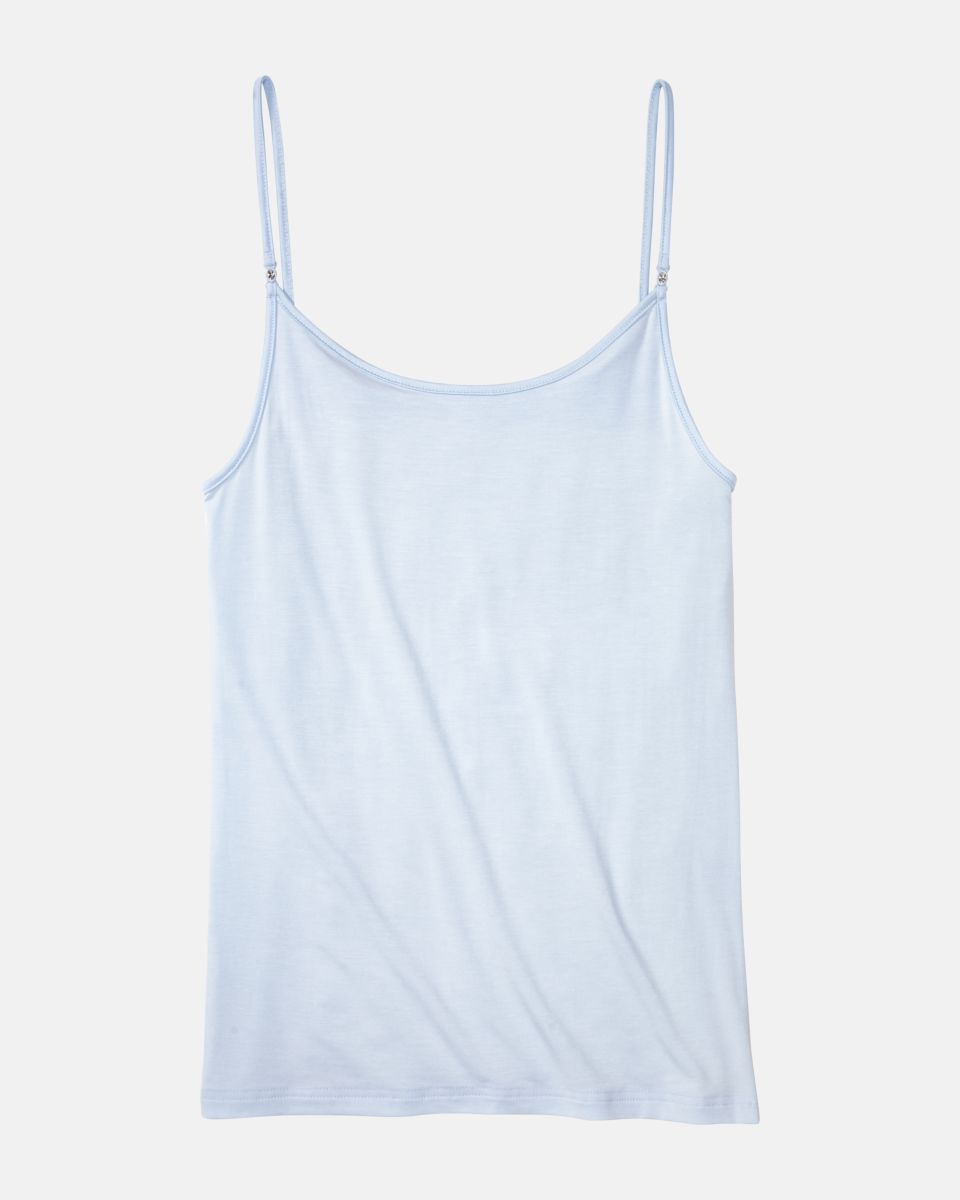 Hemd in aquamarin aus der Serie Sensuelle, flach auf einer Oberfläche liegend.