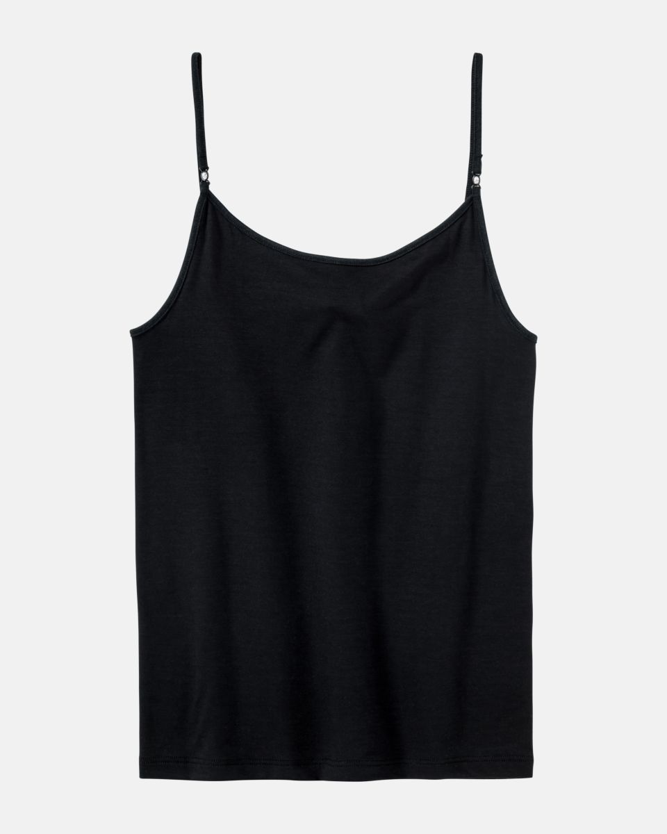 Hemd in schwarz aus der Serie Sensuelle, flach auf einer Oberfläche liegend.