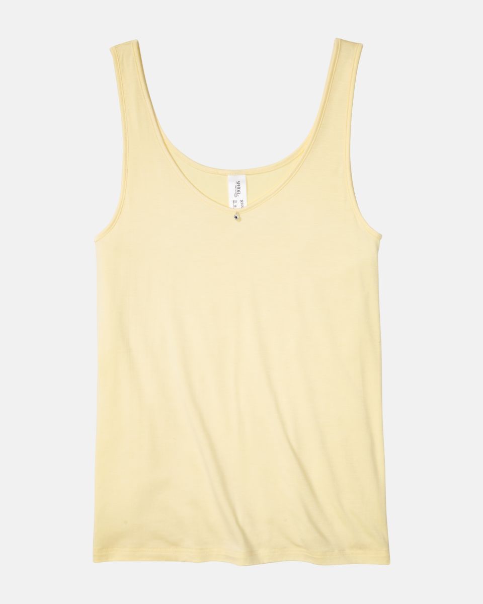 Achselhemd in zitrone aus der Serie Sensuelle, flach auf einer Oberfläche liegend.