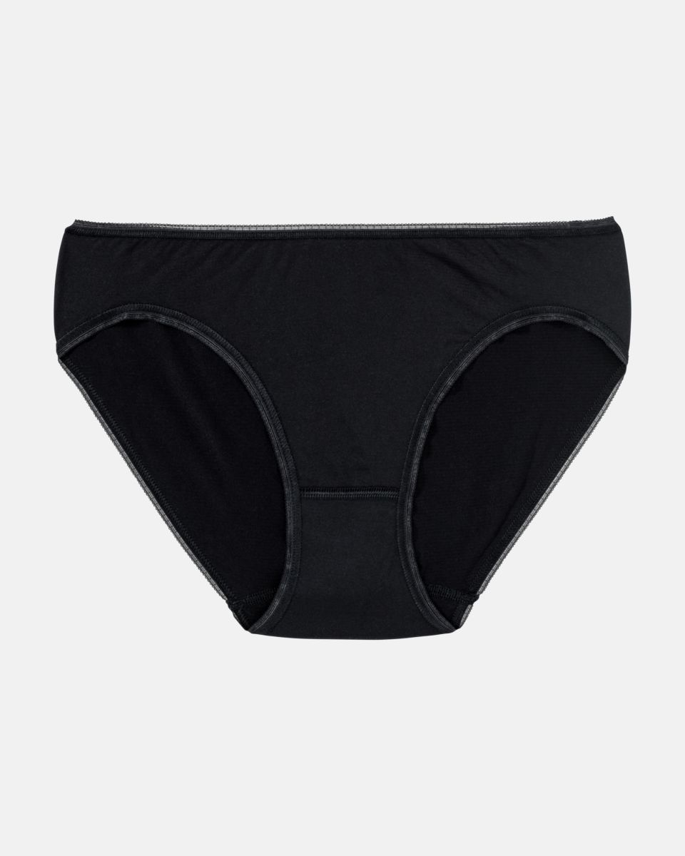 Minislip in schwarz aus der Serie Magic look, flach auf einer Oberfläche liegend.