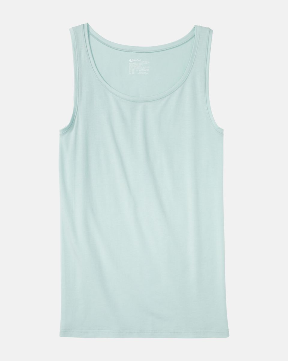 Achseltop in minze aus der Serie Natural Beauty, flach auf einer Oberfläche liegend.