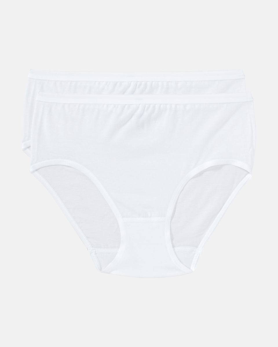 Midislip in weiß aus der Serie Take two, flach auf einer Oberfläche liegend.