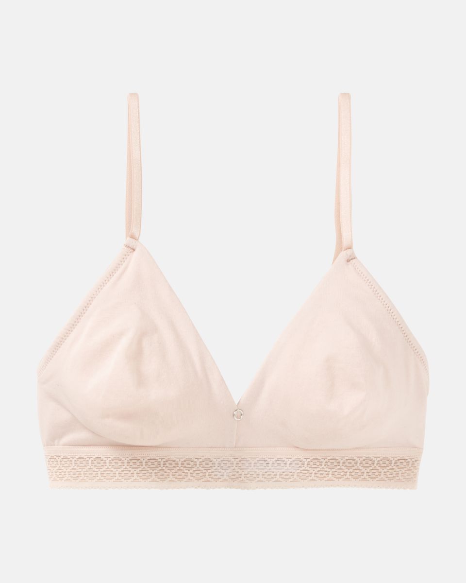 Soft BH gemoldet in honey aus der Serie Feelin'fine, flach auf einer Oberfläche liegend.