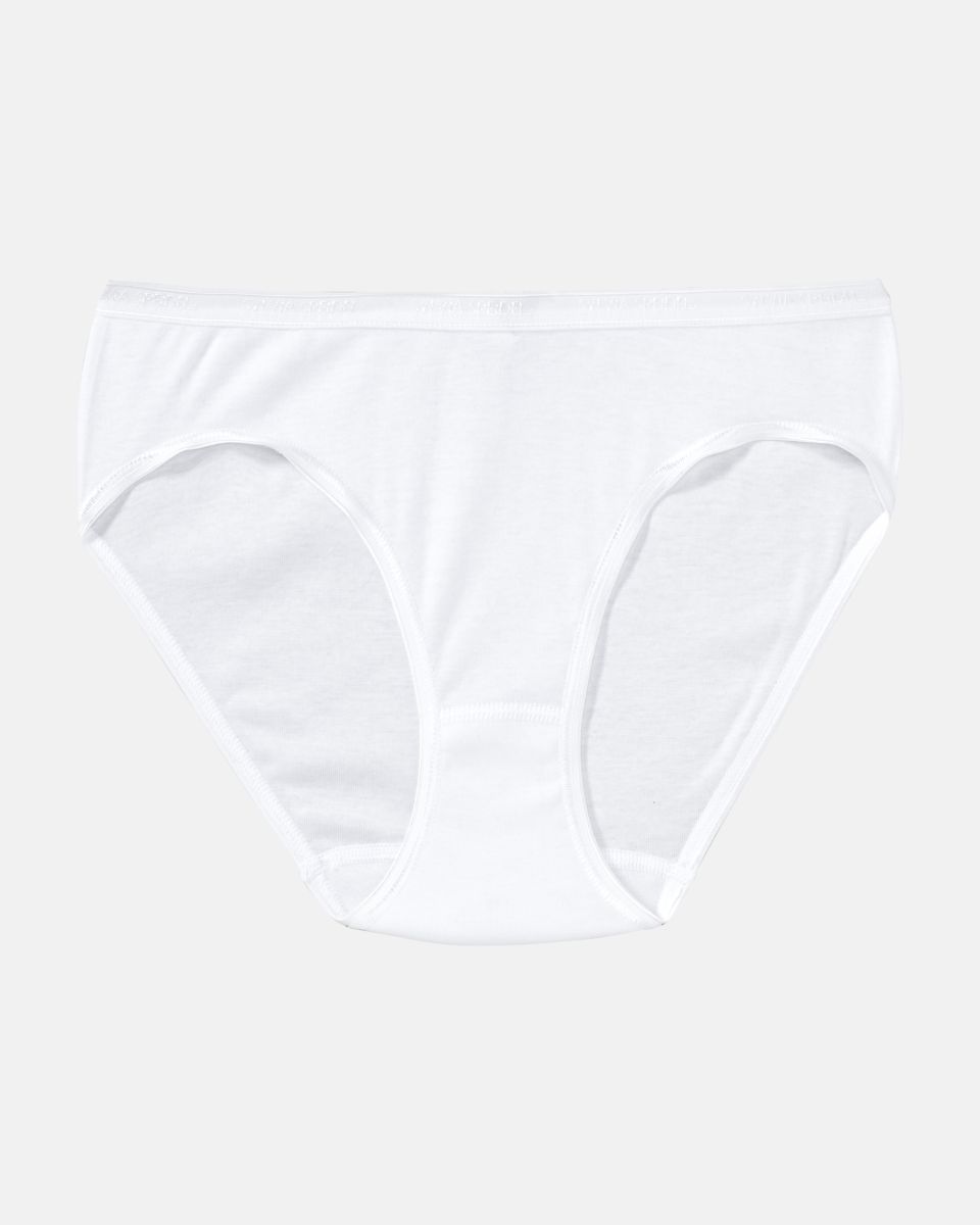 Minislip in weiß aus der Serie Silke, flach auf einer Oberfläche liegend.