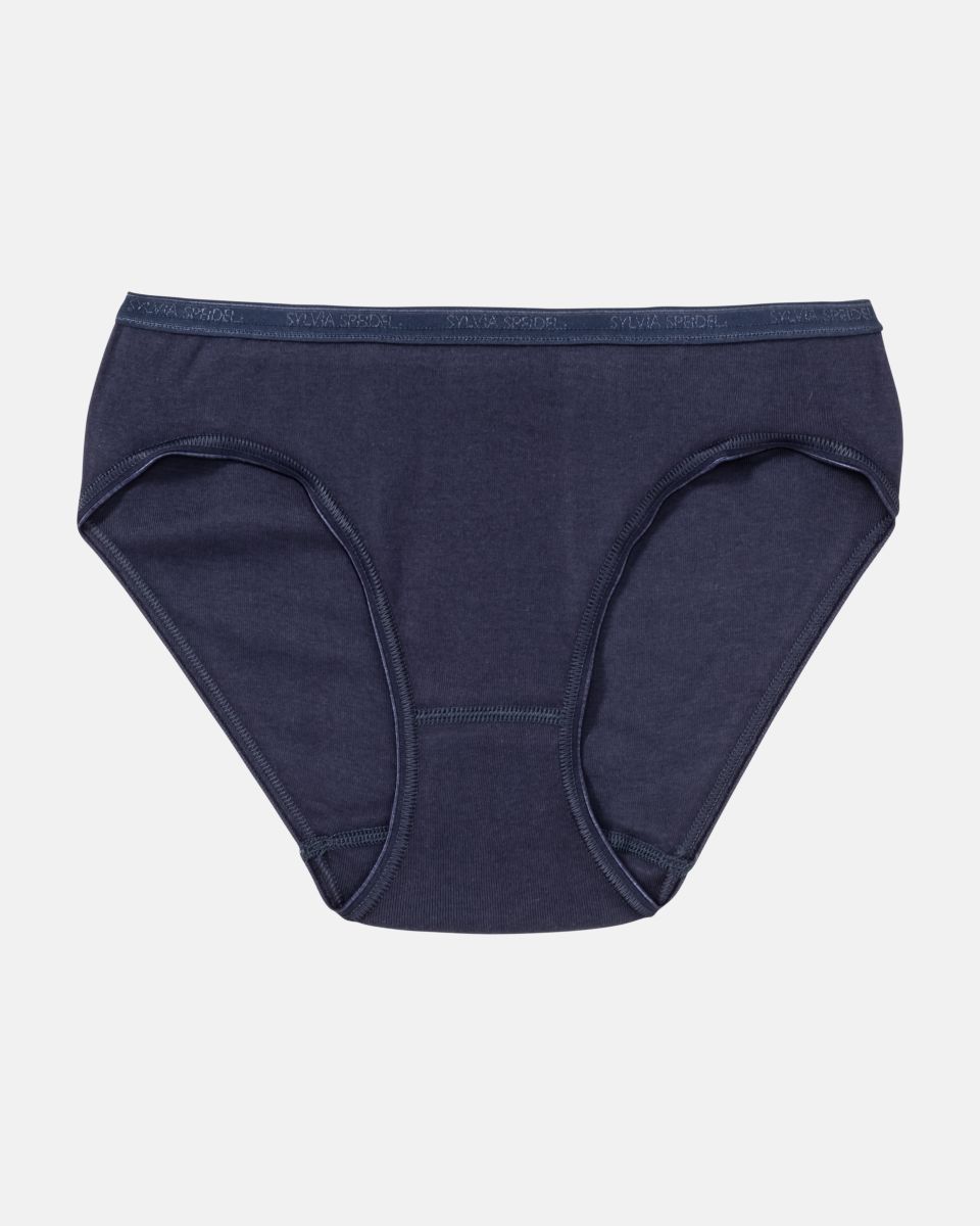 Minislip in blueberry aus der Serie Silke, flach auf einer Oberfläche liegend.