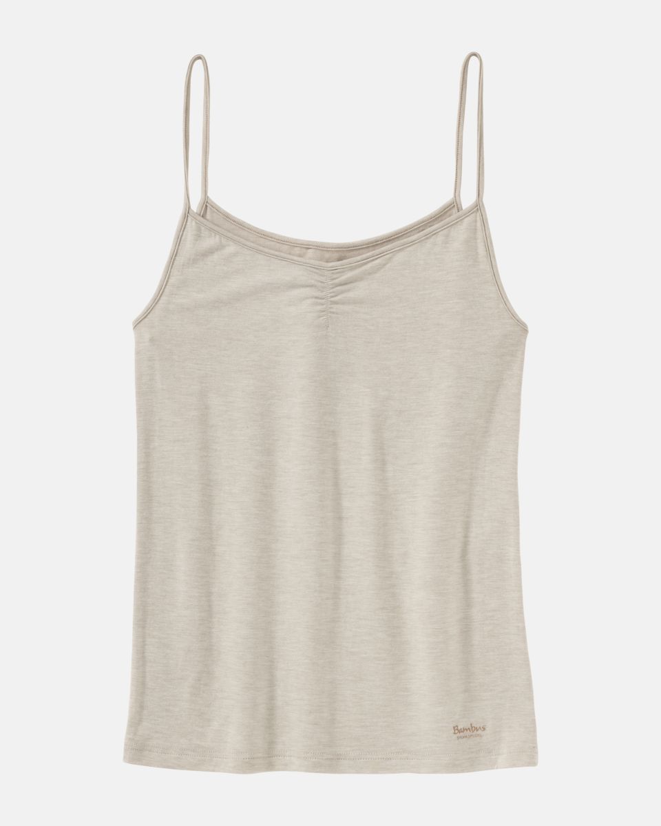 Hemd in ginger mélé aus der Serie Swenja, flach auf einer Oberfläche liegend.