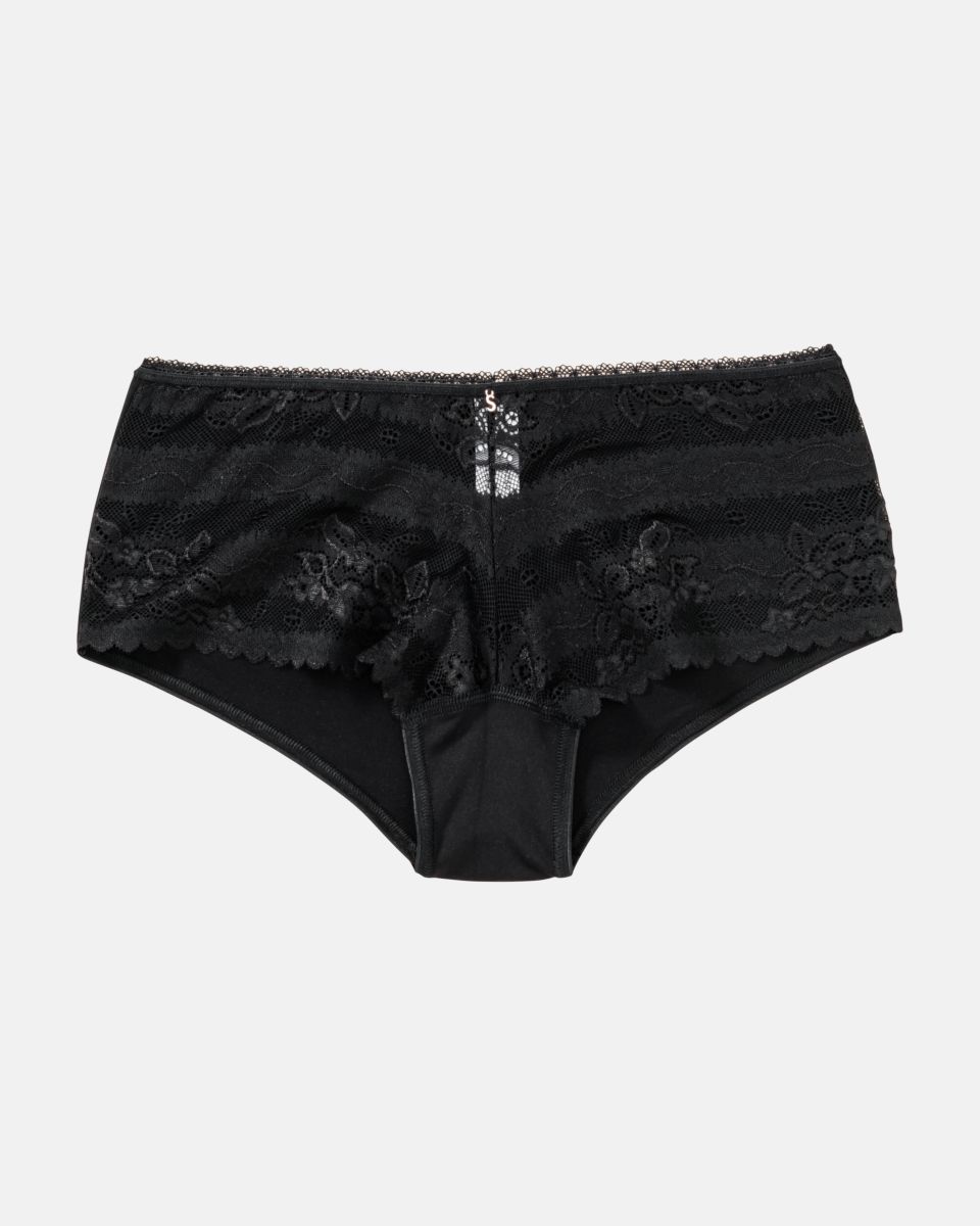 Pant in schwarz aus der Serie Silvana, flach auf einer Oberfläche liegend.