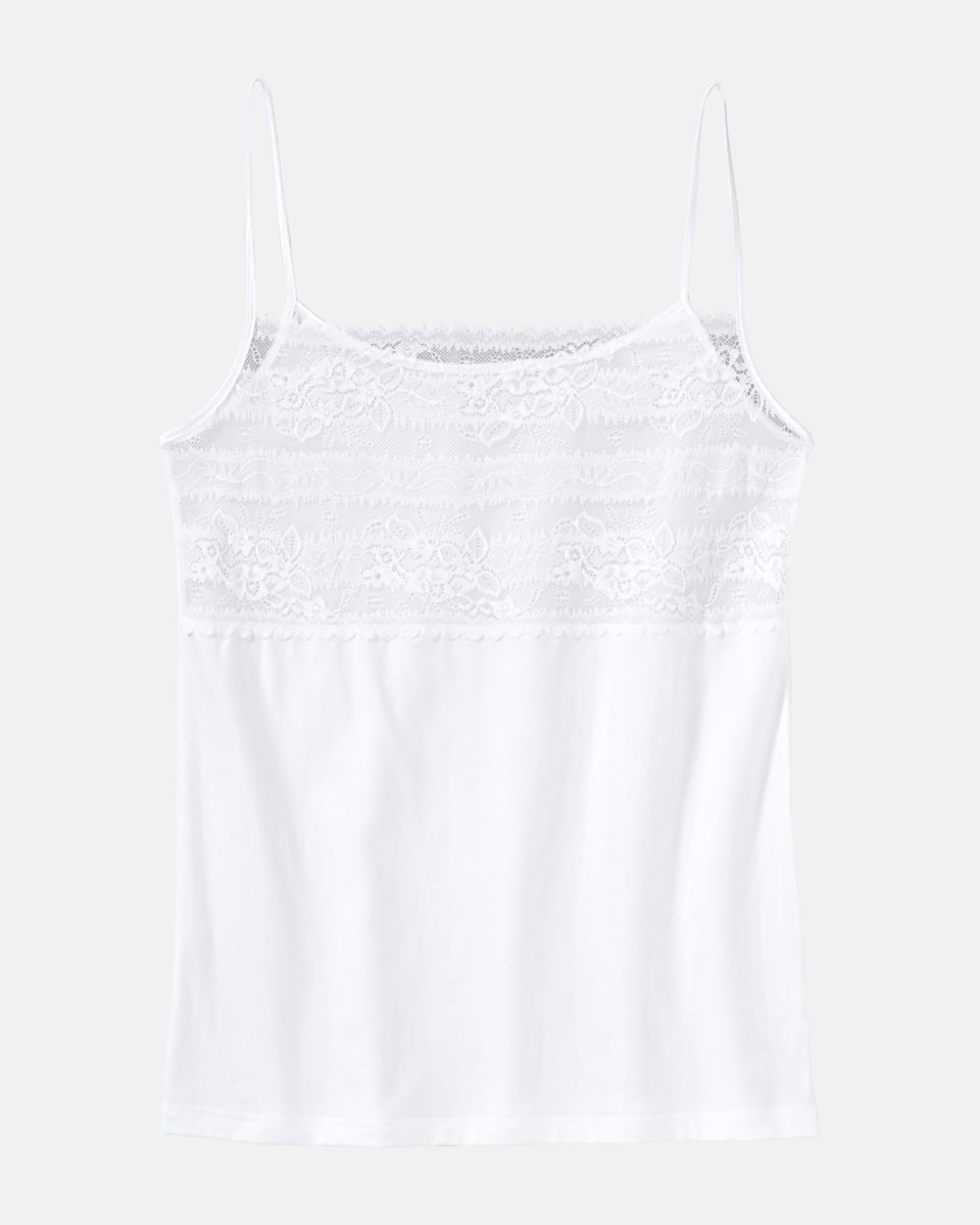 Hemd in weiß aus der Serie Silvana, flach auf einer Oberfläche liegend.