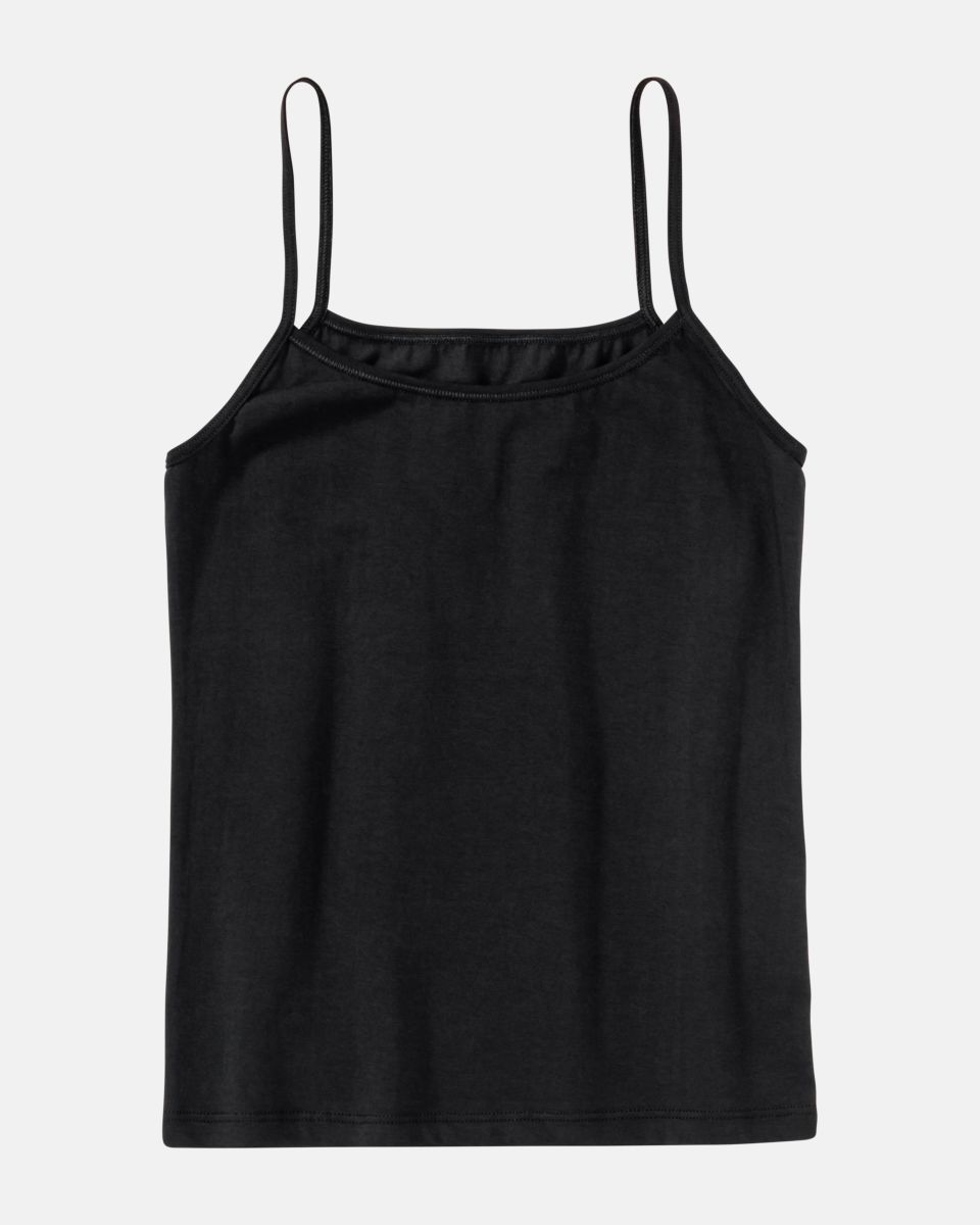 Hemd in schwarz aus der Serie Sally, flach auf einer Oberfläche liegend.