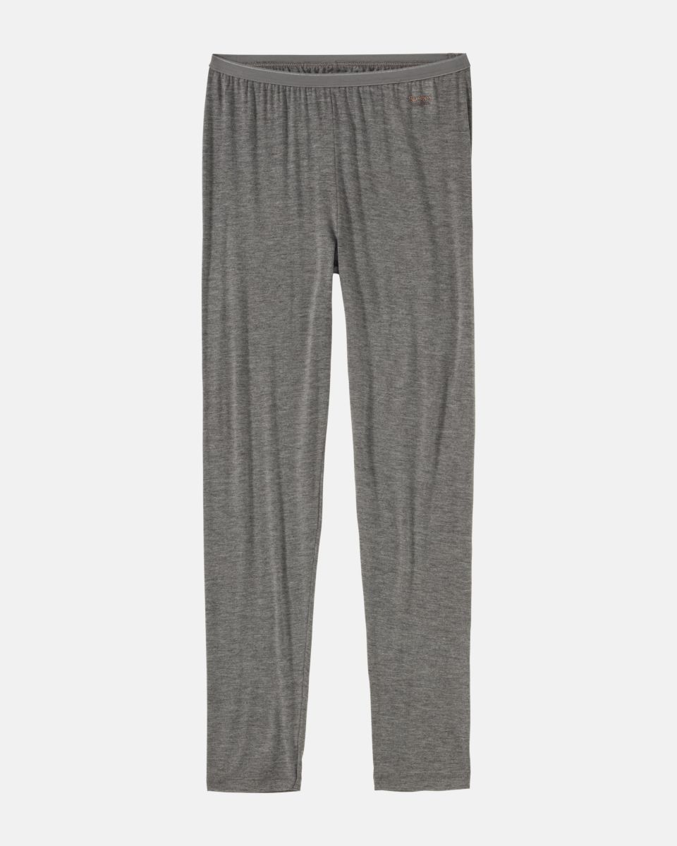 Lange Hose in grau mélé aus der Serie Swenja, flach auf einer Oberfläche liegend.