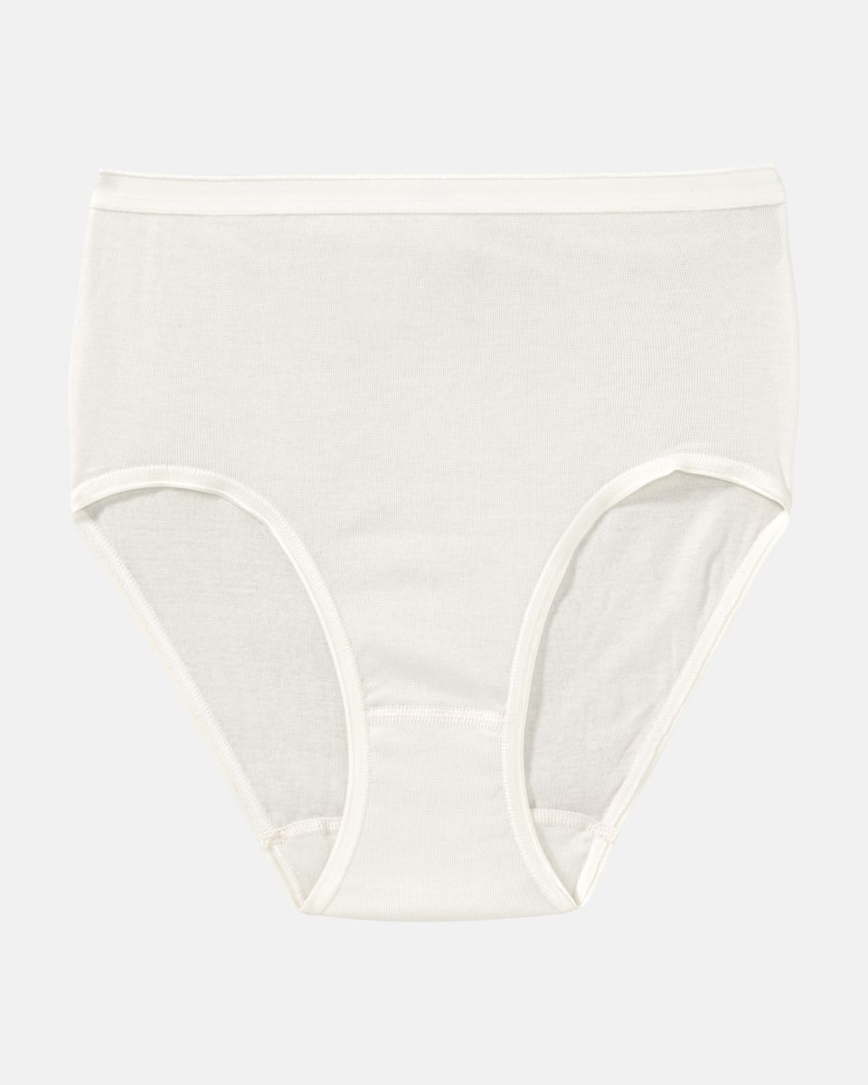 Taillenslip in elfenbein aus der Serie Nele, flach auf einer Oberfläche liegend.