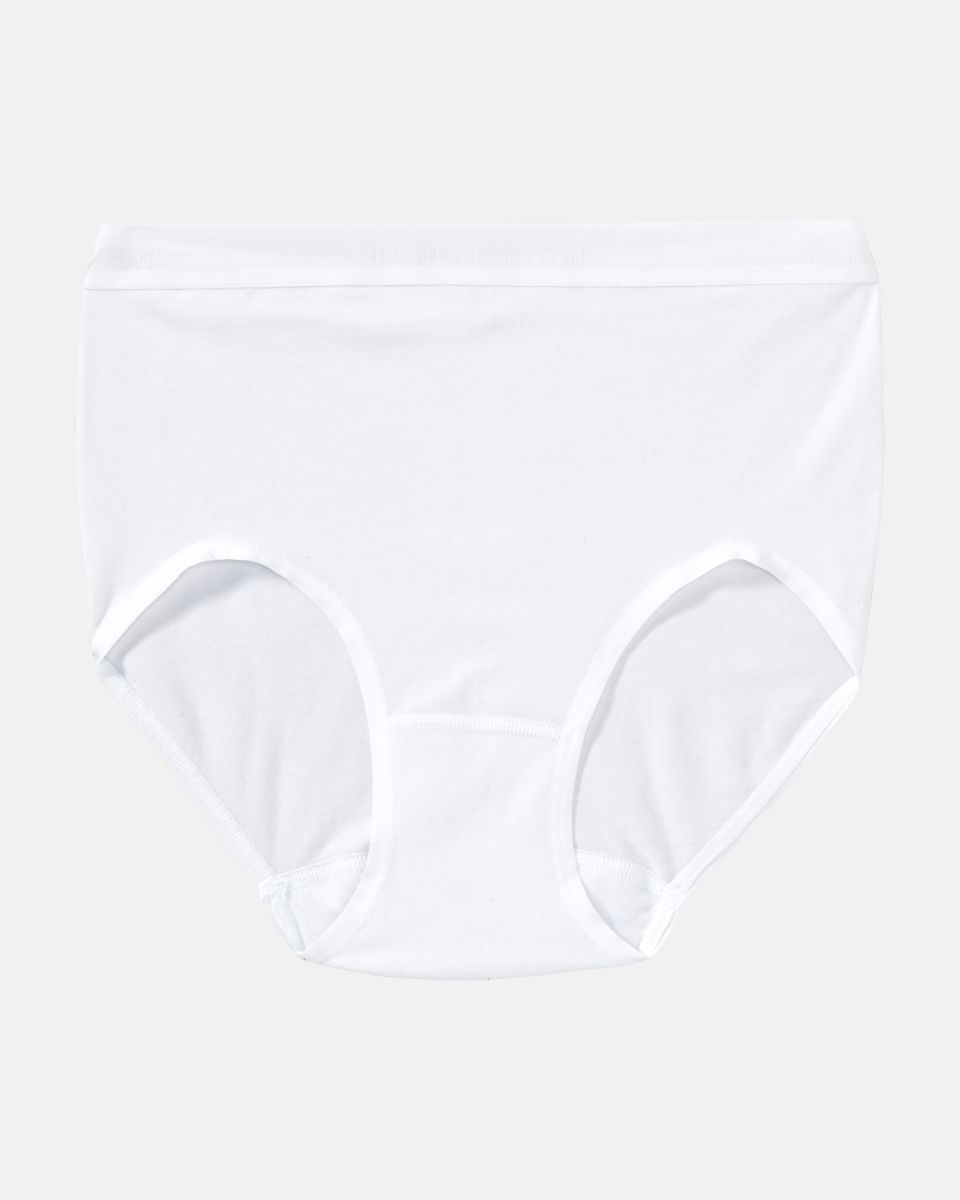 Classic Slip in weiß aus der Serie Inshape Cotton, flach auf einer Oberfläche liegend.