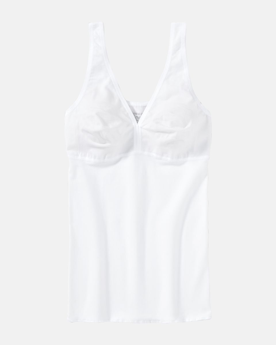 BH Hemd gemoldet in weiß aus der Serie Inshape Cotton, flach auf einer Oberfläche liegend.