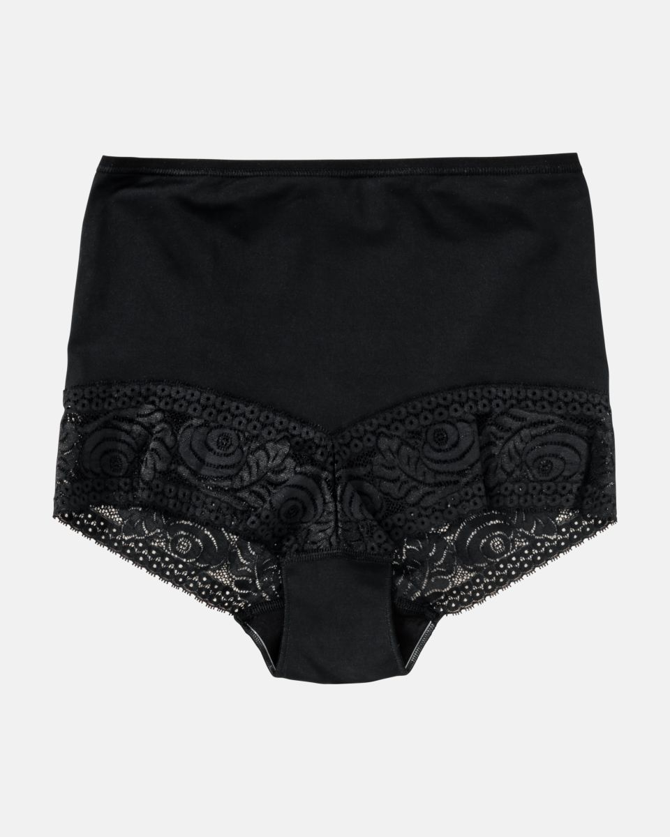 Pant in schwarz aus der Serie Inshape, flach auf einer Oberfläche liegend.