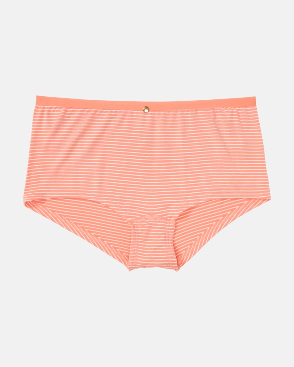 Pant in melone / off white aus der Serie Rebecca, flach auf einer Oberfläche liegend.