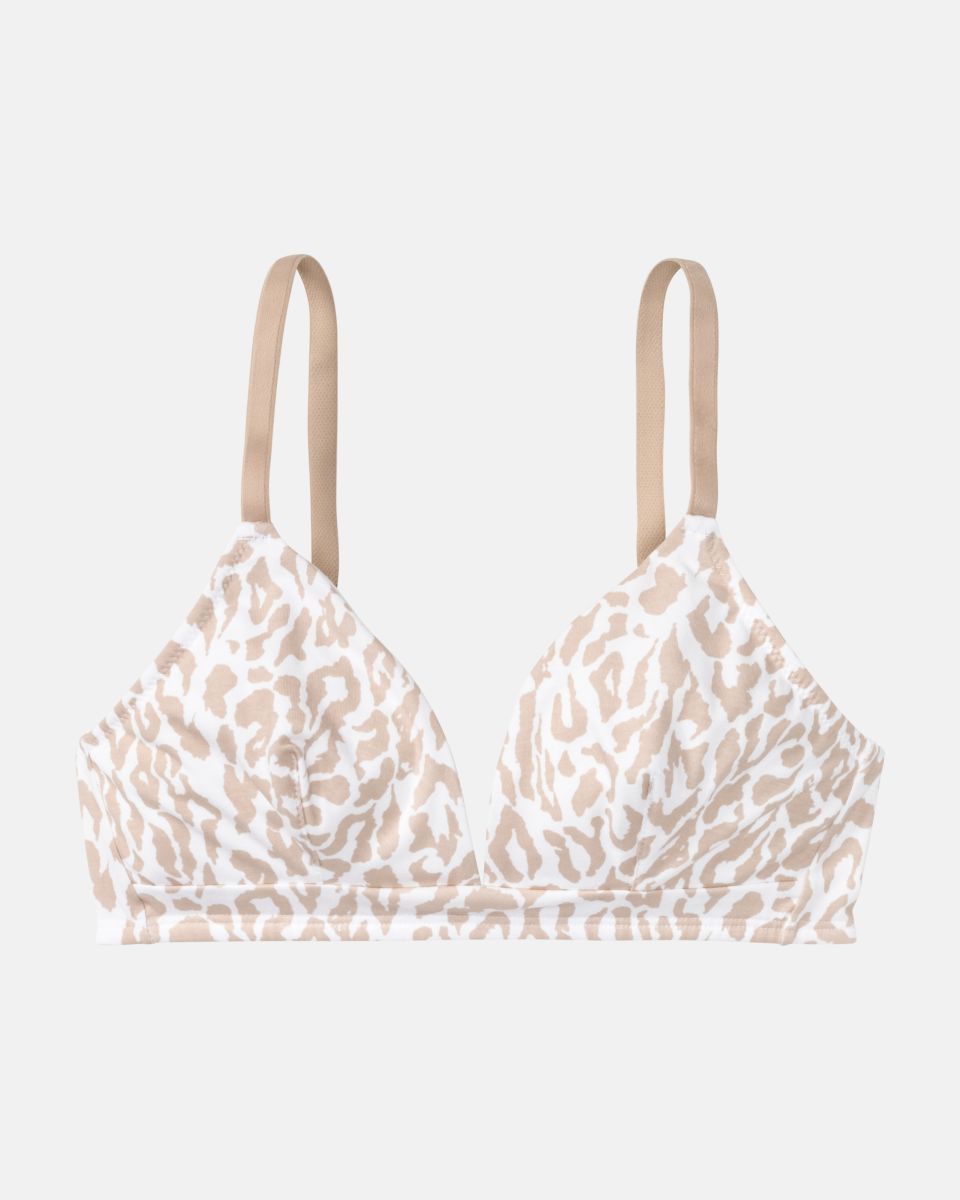 Soft BH in Leo cashew aus der Serie Ricarda, flach auf einer Oberfläche liegend.