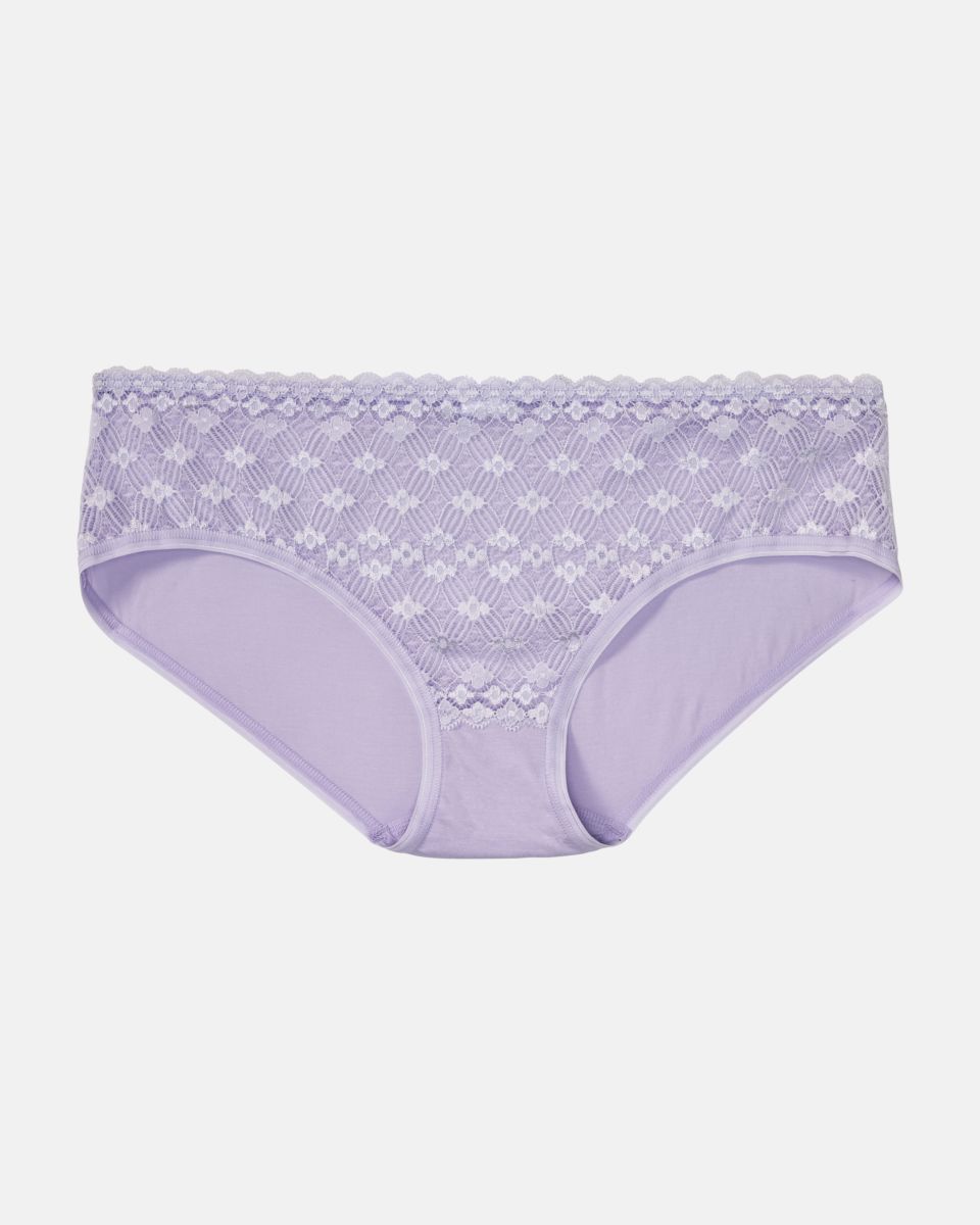 Hipster in lavendel aus der Serie Romina, flach auf einer Oberfläche liegend.