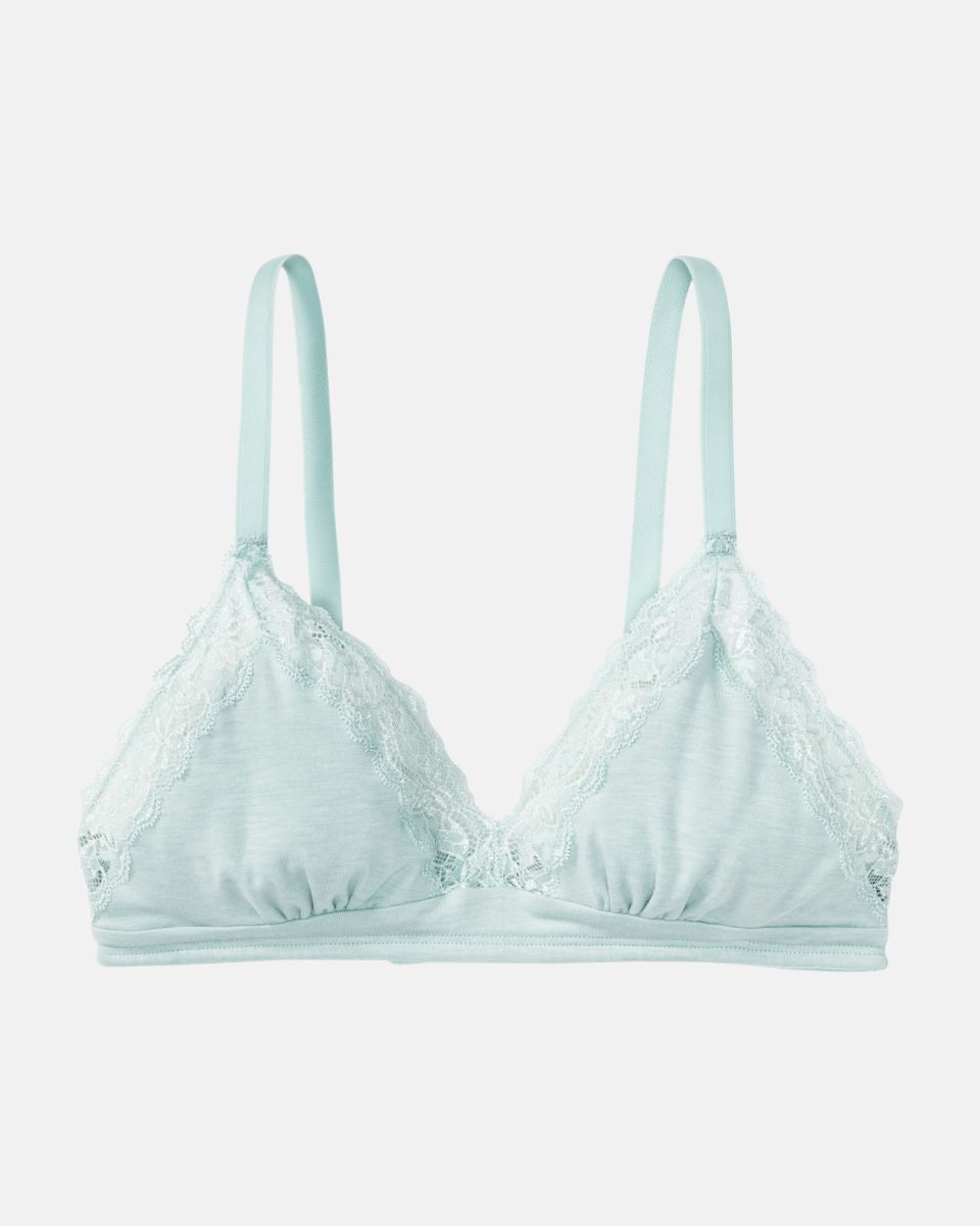 Soft BH in minze mélé aus der Serie Rahel, flach auf einer Oberfläche liegend.