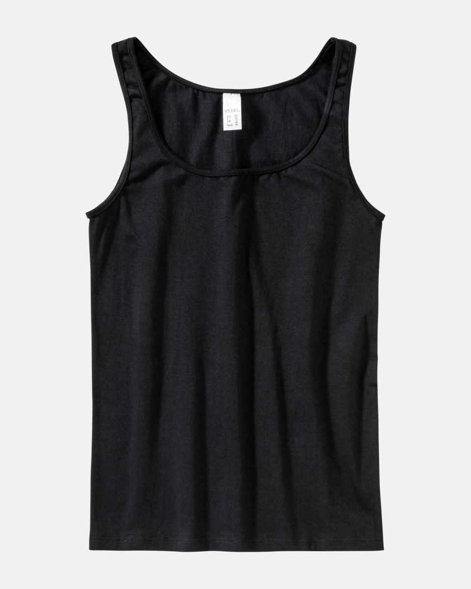 Sportyhemd in schwarz aus der Serie Cotton Sport, flach auf einer Oberfläche liegend.