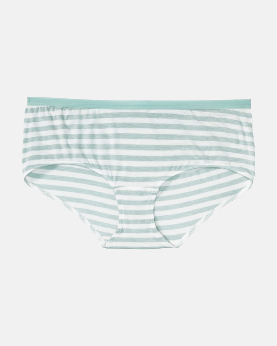 Hipster in minze / off white aus der Serie Regina, flach auf einer Oberfläche liegend.