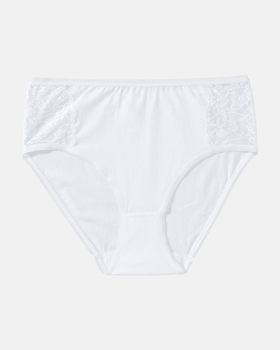 Ladypant in weiß aus der Serie Britta, flach auf einer Oberfläche liegend.